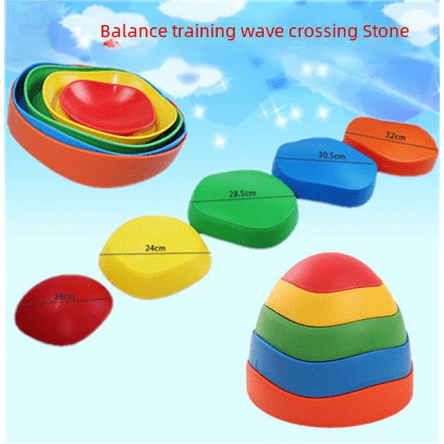 Juguete de piedra táctil con viga de equilibrio de piedra de colores para cruzar olas de educación y entrenamiento temprano para niños