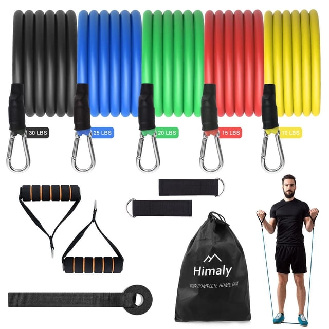 Juego de Bandas de Resistencia Himaly Negro con Asas y Anclaje de Puerta para Entrenamiento de Fuerz