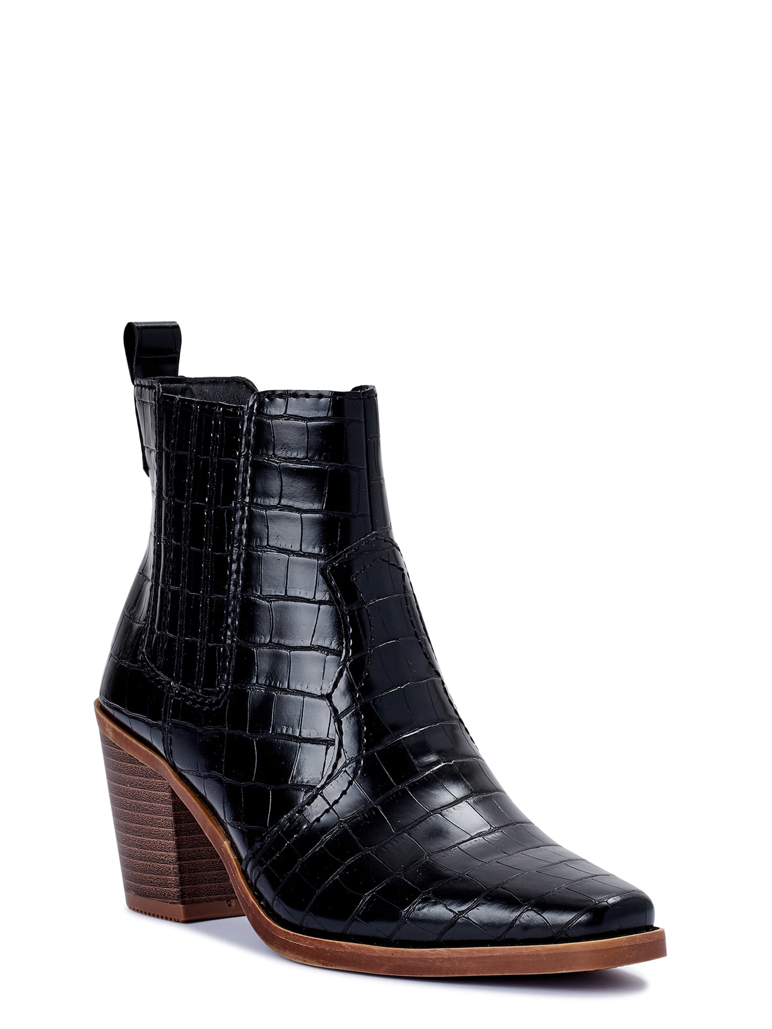Scoop - Scoop Women's Block Heel Croco Western Boot - Walmart.com - Walmart.com