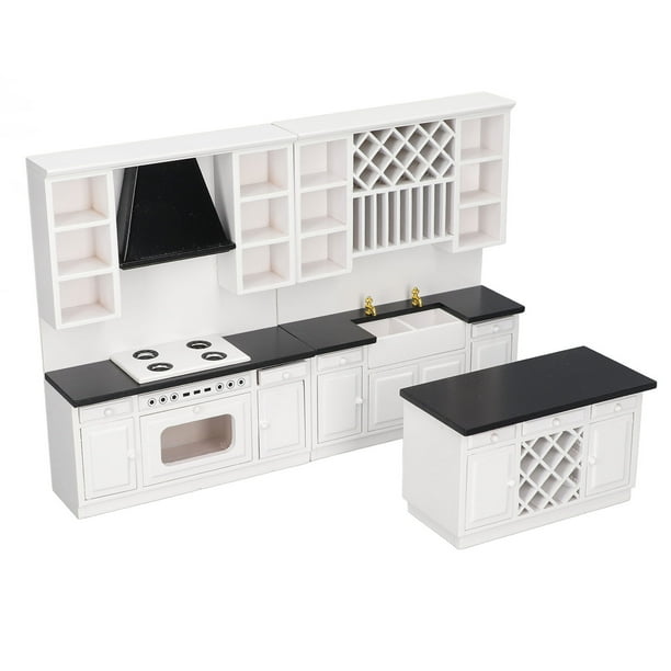Dollhouse Kitchen Cabinet Set Birch Wood Dollhouse Bar Counter 1