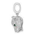 thumbnail image 2 of Auriga Fine Jewelry 925 Sterling Silver Rhodium-plated Green and White CZ Panther Pendant for Women (L - 1.01 inch, W - 14.56 inch), 2 of 6