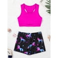 thumbnail image 3 of JanJean Girls 2 Piece Dance Outfit Gymnastics Racer Back Crop Top with Boyshort Sport Athletic Dancewear Dark Night Black 5-6, 3 of 5