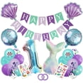 thumbnail image 1 of Set de globos de fiesta con temática de sirenas para el primer cumpleaños, 26 unidades, 1 of 2