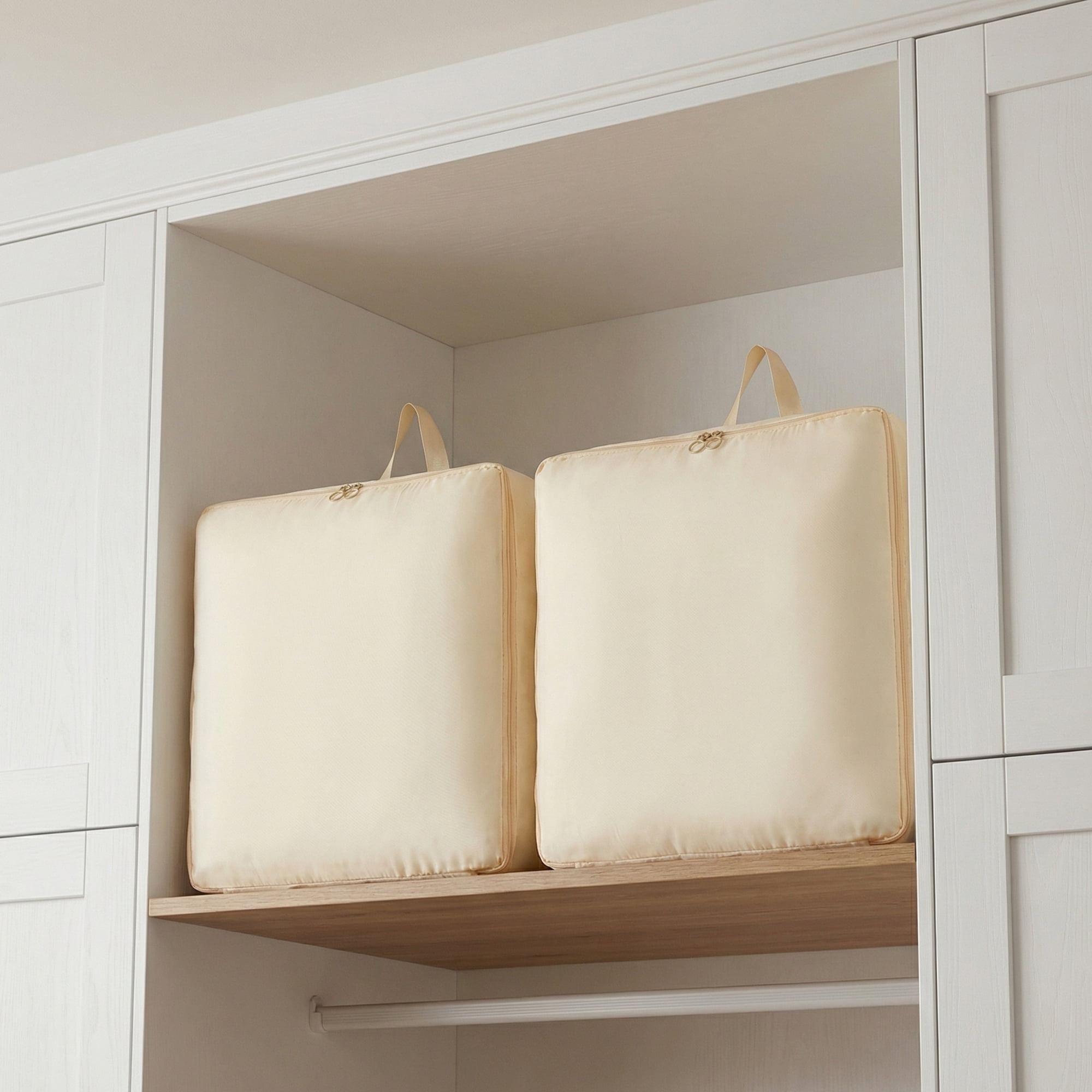 Unique Bargains Foldable Storage Bags Ideal for Organizing Bedroom Beige 15.7"x7.1"x11.8"