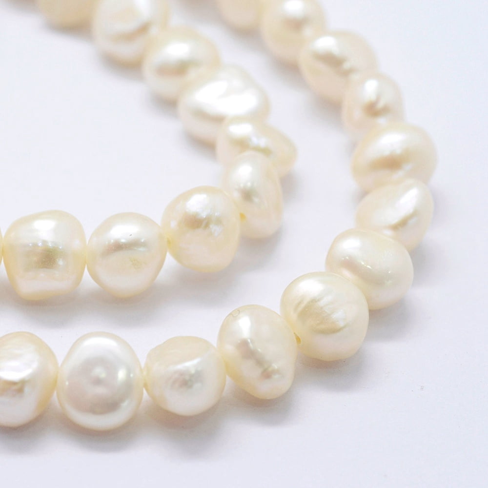 Natural Cultured Freshwater Pearl Beads Strands Two Sides Polished Old Lace 7.5~10x7~9x5~7mm Hole: 0.2mm about 42pcs/strand 13.7 inch