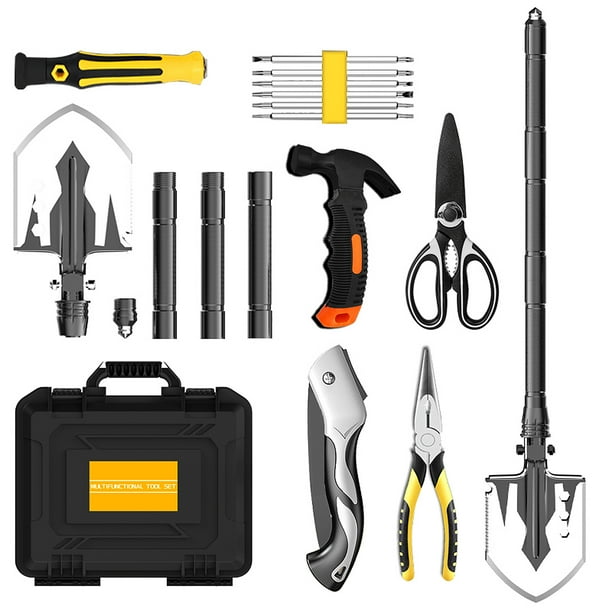 Kit de herramientas de emergencia para acampar, multiherramienta, plegable, juego de palas de supervivencia para exteriores