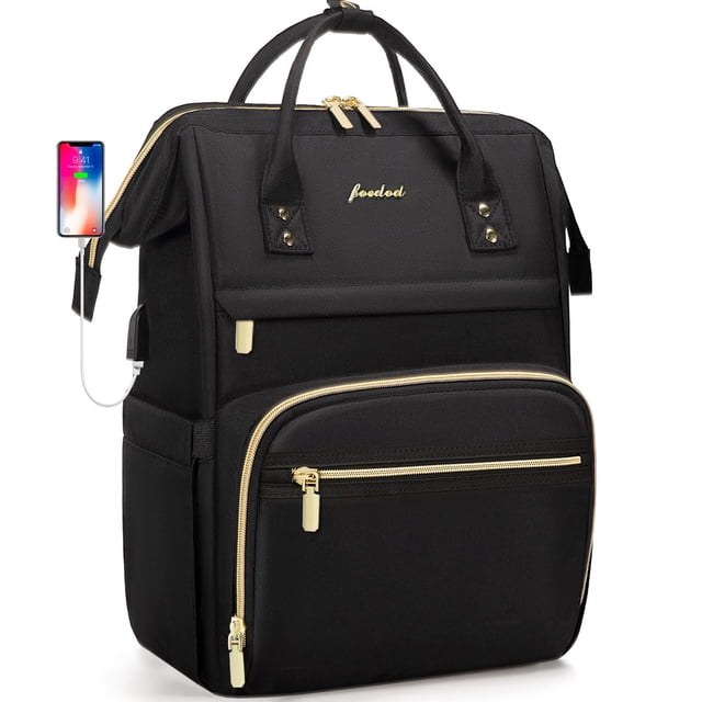 Mochila para portátil Foddod para mujer de 17,3" con puerto USB a prueba de agua