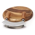 thumbnail image 5 of Cutting Board & Knife - Wooden Chopping Board & 2-Bladed Curved Herb Cutter - Round Wood Board & Double Blade Rocker Chopper, 5 of 5