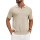 thumbnail image 4 of Camisa polo de punto texturizado para hombre, cuello en V, de manga corta, casual, para golf, talla L, color beige, 4 of 6