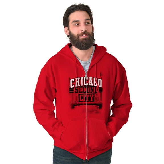 Chicago IL Vintage Second City Pride Unisex Fleece Graphic Zip Up Hoodie Brisco Brands 2X