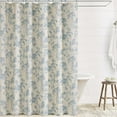 thumbnail image 5 of Extra Long Blue Shower Curtain Floral Cotton Linen Cottagecore Shower Curtain for Bathroom 84" L x 72" W, 5 of 5