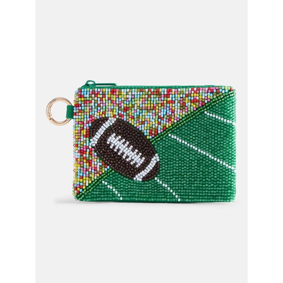 No Boundaries Women’s Game Day Football Beaded Pouch, Multi