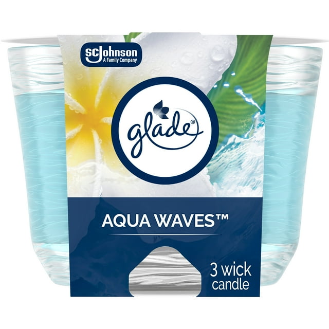 Glade® Scented 3-Wick Candle Air Freshener, Invigorating Aqua Waves