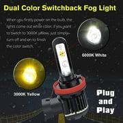 ALLA Lighting H8 H11 Switchback LED Fog Lights, DRL Bulbs 6000K Xenon White/3000K Amber Yellow Dual Color Upgrade H16, Xtreme Super Bright 5200 Lumens Replacement
