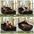 thumbnail image 6 of 50" Chaise Lounge Chair Indoor, Oversized Comfy Fluffy Upholstered Boneless Sofa Bed, Deep Seat Sleeper Couch Reading Chairs with 3 Pillows, Corduroy Cloud Sofas Couches for Living Room (Black), 6 of 8