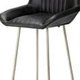 thumbnail image 3 of Counter Stool with Leatherette and Metal Sled Base, Black and Silver- Saltoro Sherpi, 3 of 5