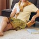thumbnail image 5 of Balery Coffee Vintage Pantalones cortos de pijama de punto de algodón para hombre con cinturilla y bolsillos-XX-Large, 5 of 6