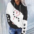 thumbnail image 2 of Jinhomg Fall Lightweight Comfy Sweatshirts for Women Cute Dog Paw Print Drawstring Hoodies Casual Comfy Long Sleeve Pullover Tops with Pocket Black M, 2 of 5