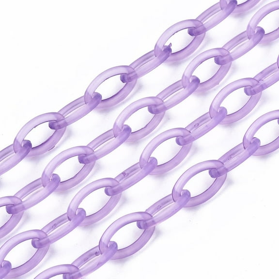 Handmade Transparent Plastic Cable Chains Oval Medium Purple 19.29 inch~19.68 inch(49~50cm) Link: 13x7.5x1.5mm