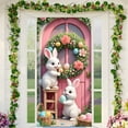 thumbnail image 2 of Easter Rabbit Door Cover, 70.8*35.4 inch Festival Party Hanging Cloth Flags for Indoor and Outdoor Decor, Cute Welcome Banner with Spring Patterns, 2 of 6