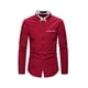 thumbnail image 2 of Ceisia Contrast Panel Stand Collar Shirt Men's Slim Fit Long Sleeve Casual Button-Down Top with Pocket Red M Gifts, 2 of 6