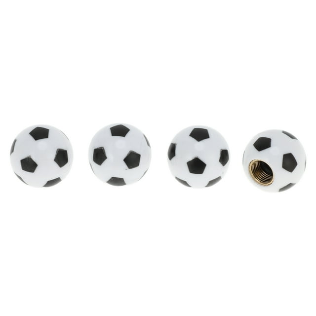 Tapones Decorativos para Válvula de Neumático Negro Blanco Forma de Fútbol Cubiertas de Polvo de Válvula de Neumático 7x19mm Plástico Cobre 4 Pcs