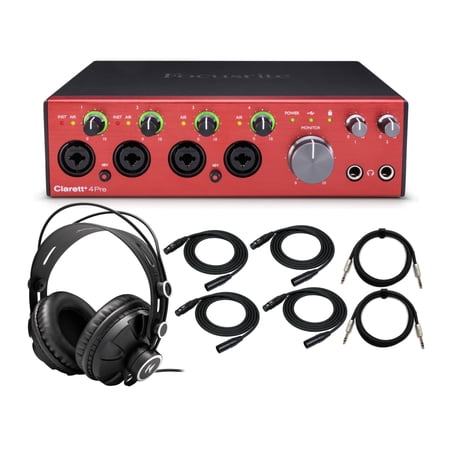 UPC: 0196271874423 | Focusrite Clarett+ 4Pre 18-in and 8-Out Audio Interface with Headphones Bundle
