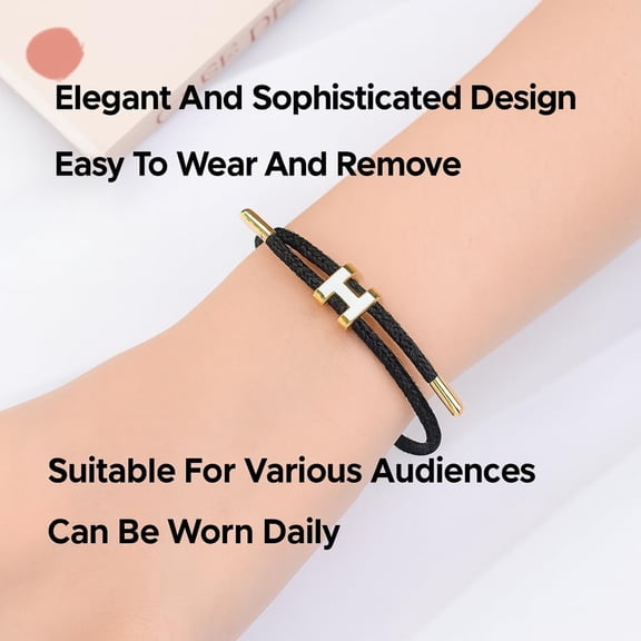 DESIGNICE Jw Bracelet with Adjustable Design Polished H Shape Buckle, Bracelets for Women, 18K Gold-Plated Buckle Design Titanium Steel Wire Rope Women'S Gift Jewelry