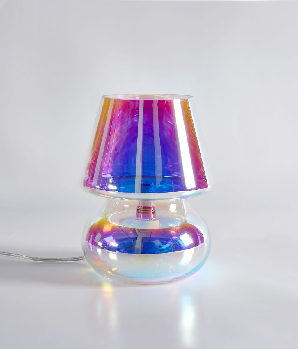 Urban Shop Iridescent Glass Mushroom Lamp, 10" H x 7.5" W, Plug in