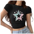 thumbnail image 5 of Rezuofi 2 Pcs Cowgirl Shirt Women Embroidery Western Outfits PU Leather Star Graphic Tees Short Sleeve Tops, 5 of 6