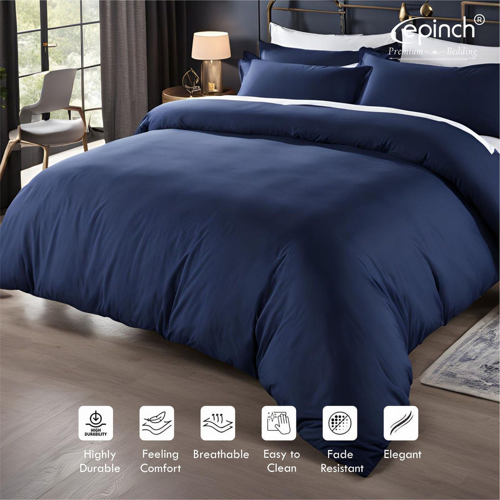 Duvet Cover Set 1200TC 100% Cotton 3-Piece, Duvet Cover ,Sham Zip & Tie Closure Pack of 1&nbsp;(Olympic Queen_90 X 98 Inch)
