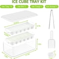 thumbnail image 4 of Ice Cube Tray with Lid and Bin, 4 Pack Ice Cube Trays for Freezer with Ice Box, Silicone Ice Trays with Ice Container for Cocktails, Stackable Ice Cube Maker with Ice Bin, Ice Tong & Scoop, 4 of 5