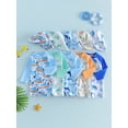 thumbnail image 3 of BemeyourBBs Toddler Baby Boy Shark One Piece Swimsuit with Sun Hat Infant Boys Bathing Suit Long Sleeve Rash Guard UPF 50+ Ocean Theme Print Zipper Swimwear Summer Pool Beachwear, 3 of 9