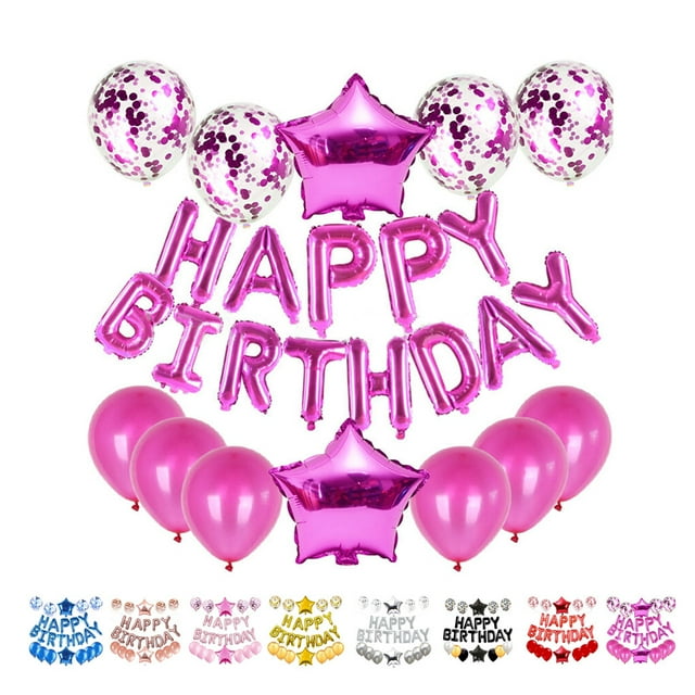 ruzhgo Birthday Aluminum Film Balloons Set Happy Birthday Party Star Balloons Decorations Props Kit
