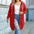 thumbnail image 2 of Women's Plus Size Casual Solid Color Hooded Jacket, Long-Sleeve, Red, Size XXXXXL, 2 of 3