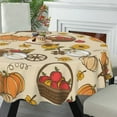 thumbnail image 5 of Eveokoki Fall Round Tablecloth,Harvest Tablecloth 60 inch,Pumpkins Apples And Sunflowers Indoor or Outdoor Holiday Table Harvest Fall Decorations for Home,Dinner, 5 of 5
