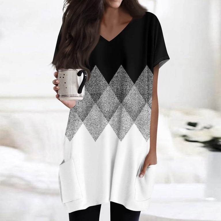 chinese dress ladies Free to Live 3 Pack 3/4 Sleeve Tunic Tops for Women Casual Long Shirts  Loose Fit Dressy to Wear with Leggings Travel Clothes (Small, Black,  Charcoal, Navy) at Amazon Women's Clothing store
