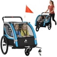 thumbnail image 3 of Aosom Child Baby Bike Trailer Kids 2 Seater, Bike Stroller Toddler, Blue, 3 of 10