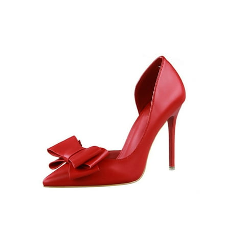 

Colisha Ladies D Orsay Pumps Stiletto Heel Pump Slip On High Heels Women Lightweight Dress Shoes Pointy Toe Red 6.5