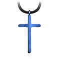 thumbnail image 6 of 555Jewelry Stainless Steel Waterproof Adjustable Black Cord Rope Unisex Cross Necklace, Blue, 6 of 6