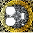 thumbnail image 4 of Metal Light Switch Plate Cover Yellow Black Mandala Circle Pattern MDL004, 4 of 13