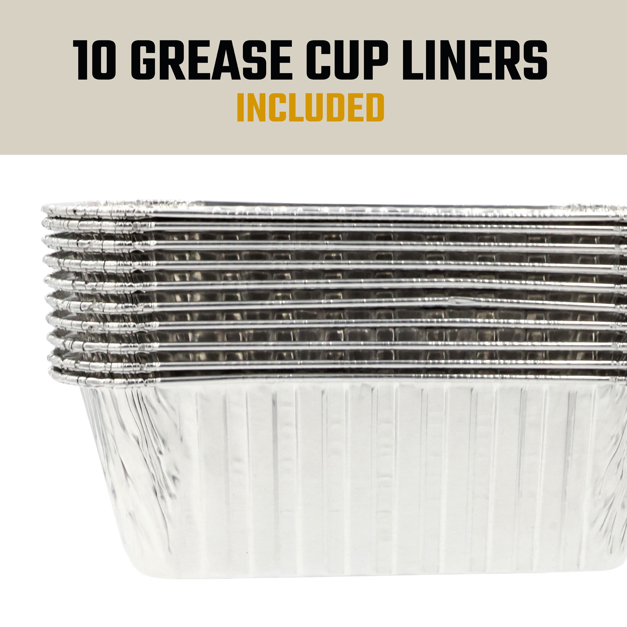HALO Getaway Griddle Grease Cup Liners, 10-Pack, Disposable Foil for 2-Zone Griddle