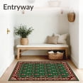 thumbnail image 3 of ODIKA 4'x6' Machine Washable Non-Slip Area Rug, Merry Buffalo Check Design with Vintage Ornament High Traffic Rug with Pad, Green, 732182, 3 of 8