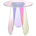 thumbnail image 6 of Acrylic Round Clear Iridescent Side Table Rainbow Acrylic Coffee Table Rainbow Colors End Tables Modern Accent Night Stand Iridescent Table for Bistro Office (Iridescent Style, 17.8 x 17.8 x 4.3 Inch), 6 of 6