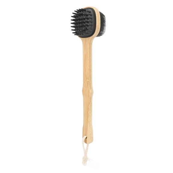 BOKYAN Long‑Handle Silicone Back Brush with Hanging Rope – Soft & Firm Bristles for Easy, Spa‑Like Shower Cleaning
