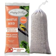Happy Wings 13oz No Grow Prefilled Thistle Seed (Nyjer) Bird Food Sock Feeder - Wild Bird Seed - Dry