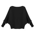 thumbnail image 4 of Hpapadks Pullover Sweaters for Women Solid Color Knit Sweaters Fall Long Sleeve Casual Loose Pullovers Womens Sweater Black A, 4 of 4