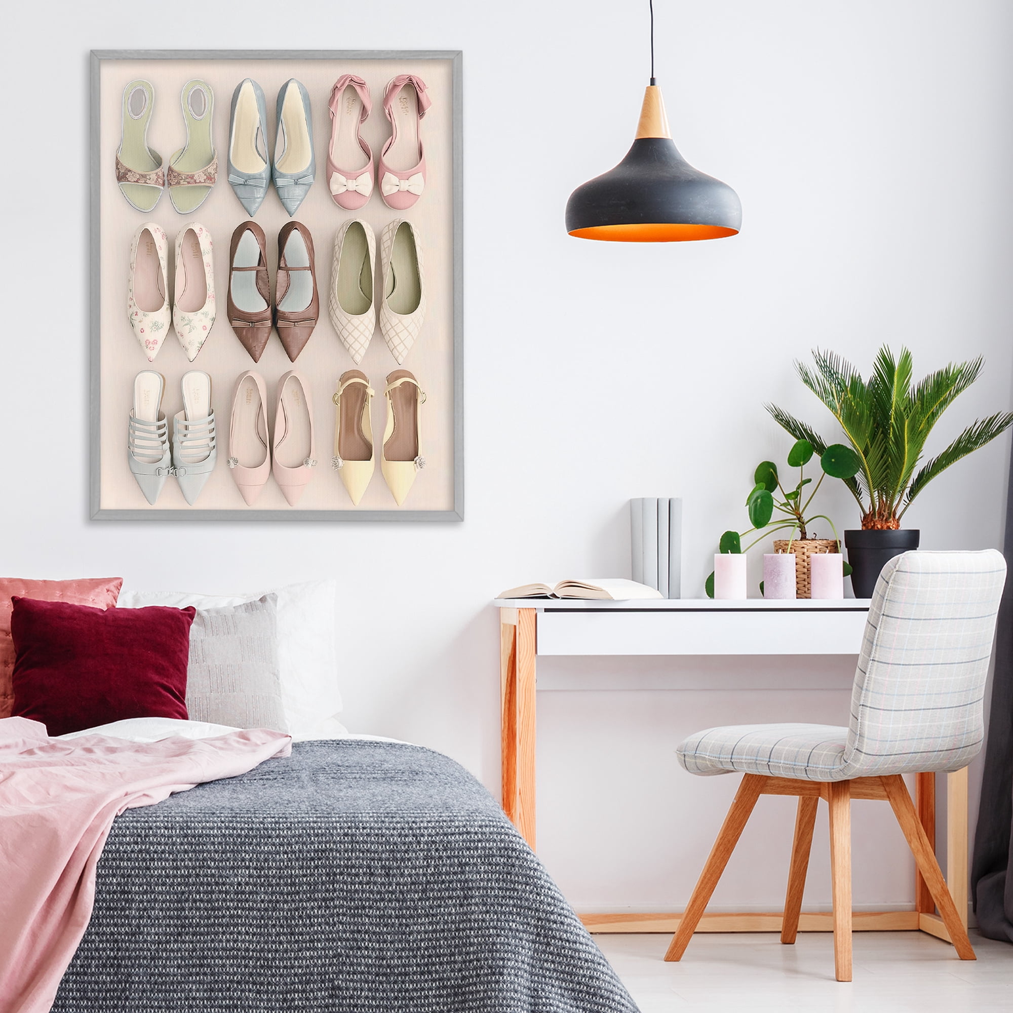 Beatrice's Closet Shoes Gray Framed Giclee Art, design by Annabelle Hall
