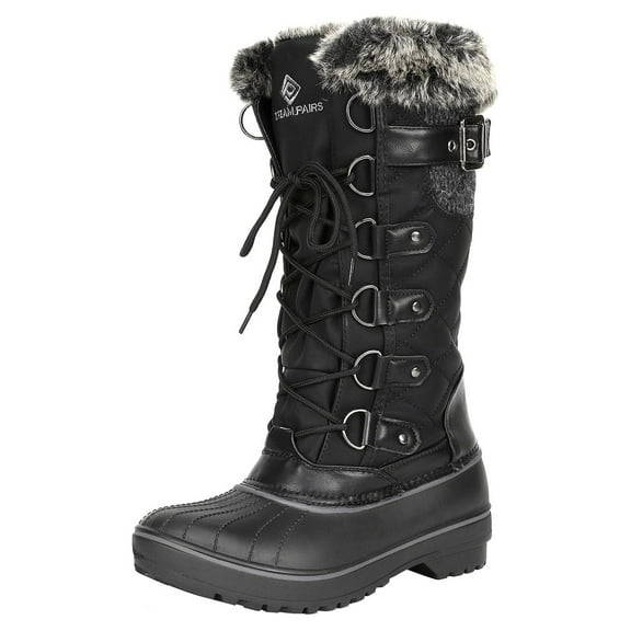DREAM PAIRS Women's DP Warm Faux Fur Lined Mid Calf Winter Snow Boots DP-AVALANCHE BLACK Size 10