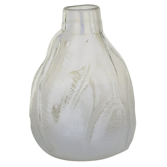 DecMode White Glass Handmade Blown Decorative Vase, 9" x 9" x 14"